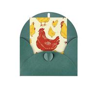 Chicken Chick Print Blank Greeting Cards, Love Buttons, Pearl Paper Envelopes Suitable For Various Occasions - Anniversary Cards, Thank You Cards, Holiday Cards, Wedding Cards, Congratulations.