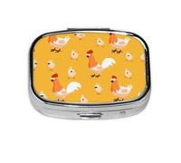 Chicken Chick Print Pill Box 2 Compartment Medicine Pill Case,Portable for Pocket Or Purse Pill Box Decorative Metal Medicine Organizer