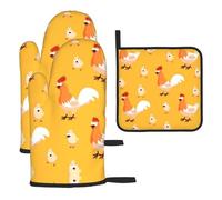 Chicken Chick Printed Oven Mitts And Pot Holders Non Slip Silicone Oven Mitts For Grilling/Cooking/Baking/Bbq,Christmas Oven Gloves