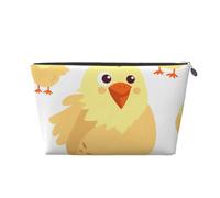 Chicken Chick Printed Toiletry Bag for Women Girl Portable Travel Cosmetic Bag Leather Makeup Pouch Organizer with Silver Zipper