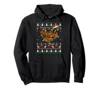 Chicken Christmas Lights Ugly Sweater Santa Hat Funny Xmas Pullover Hoodie