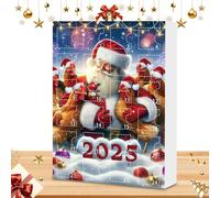 Chicken Christmas Ornaments | 24 Days Festive Countdown Calendar 2025 - Animal Charm, 2D Acrylic Chick Pendants for Christmas Tree Home Window Wall Door Party Car Rearview Mirror Decor
