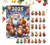 Chicken Christmas Ornaments | 2D Acrylic Animal Chick Hangable Pendants - 24-Day Countdown Calendar 2025 for Kids Adults, Animal Charm for Christmas Tree Car Rearview Mirror Home Door Decor