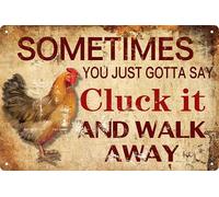 Chicken Cluck It Funny Metal Tin Sign Novelty Home Room Decor Wall Decor Bathroom Bar Cafe Garage Farmhouse Decor 8x12 in