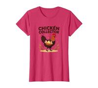 Chicken Collector Funny Farm Lover Rooster Egg Collector T-Shirt, Women, Red Heather, XS