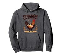 Chicken Collector Funny Farm Lover Rooster Egg Gatherer Pullover Hoodie, Adult Unisex, Dark Heather Grey, XXL