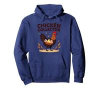 Chicken Collector Funny Farm Lover Rooster Egg Gatherer Pullover Hoodie, Adult Unisex, Navy, XXL