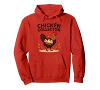 Chicken Collector Funny Farm Lover Rooster Egg Gatherer Pullover Hoodie, Adult Unisex, Red, XXL