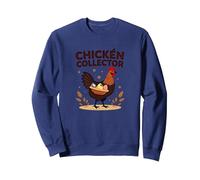 Chicken Collector Funny Farm Lover Rooster Egg Gatherer Sweatshirt, Adult Unisex, Navy, XXL