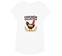 Chicken Collector Funny Farm Lover Rooster Egg Gatherer T-Shirt, Girls, White, Medium