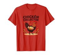 Chicken Collector Funny Farm Lover Rooster Egg Gatherer T-Shirt, Men, Red, XXL