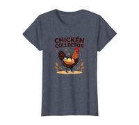 Chicken Collector Funny Farm Lover Rooster Egg Gatherer T-Shirt, Women, Heather Blue, XXL