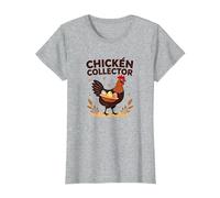 Chicken Collector Funny Farm Lover Rooster Egg Gatherer T-Shirt, Women, Heather Grey, XL
