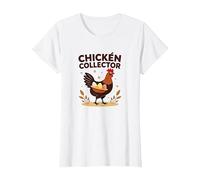 Chicken Collector Funny Farm Lover Rooster Egg Gatherer T-Shirt, Women, White, 3XL