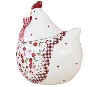 Chicken Cookie Jar with Bowtie & Apron 6x6x8" Ceramic Jar for Candy, Biscuit, Easter Egg & More with Silicone Seal Stable Moisture & Dust Proof Food Storage Containers
