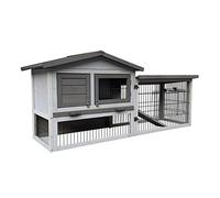 Chicken Coop 1535 x 525 x 685 mm with Enclosure, Droppings Tray and Nesting Box Made of Light Grey Wood