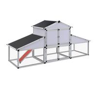 Chicken Coop Aluminium 258x74x117cm Outdoor Run Nest Box PullOut Tray Ramp MDF