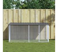 Chicken Coop Anthracite 203x98x90cm Galvanised Steel Roofed Pen Outdoor Run