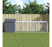 Chicken Coop Anthracite Galvanised Steel 117x405x123cm With Extended Run Outdoor