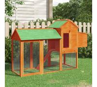 vidaXL Chicken Coop Brown 193x65x117 cm Solid Wood Pine UK HOT