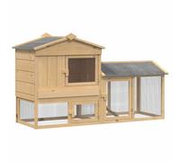 Chicken Coop Brown Solid Pine Wood 150x60x89cm Lockable Weatherproof House Easy