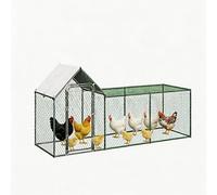 Chicken Coop Cage Outdoor, Galvanised Steel Poultry Enclosure with Lock, Wire Mesh Poultry Cage with Spire Shaped & Lockable Door Pet Playpen Hutch for Chicken, Small Animals, Bird Cage, 3×1×1.5m