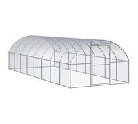 vidaXL Outdoor Chicken Coop 3x8x2 m Galvanised Steel Garden Poultry House