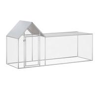 vidaXL Chicken Coop 3x1x1.5m Galvanised Steel Hen House Poultry Hutch Run Nest