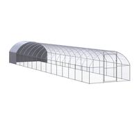 vidaXL Outdoor Chicken Coop 3x16x2 m Galvanised Steel Garden Poultry House