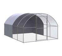 Chicken Coop Silver Galvanised Steel 3x4x2m Outdoor Run Cage Durable Heavy-Duty