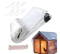 Chicken Coop Cover - Clear PVC Enclosure Wrap with Cords, Insulation Waterproof Tarp | Rain Snow Proof Transparent Cover for Outdoor, Garden, Backyard, Porch, Poultry Pens 4x6 Feet