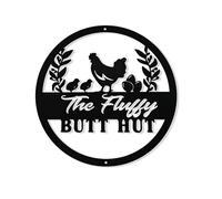 Chicken Coop Decor Sign - Buttocks Hut Metal Tin Plating | Humorous Backyard Hen House Wall Art, Vintage Farmhouse Decor, Durable Weatherproof Outdoor Chicken Coop Sign