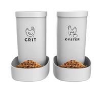 Chicken Coop Feeder,2-Piece Automatic Chicken Food Dispenser Duck Feeder - Spill-Proof Poultry Feeding Box for Grit Oyster Shell Wall Fence Farmhouse Keepers Ducks Turkeys Bunnies Cats