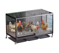 Chicken Coop for 1-15 Chickens, Heavy-Duty Metal Chicken Pen, Escape-Proof Hen Cage, Chicken Run with Wheels, Lock, Pull-Out Tray(Medium)