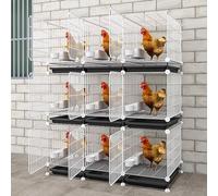 Chicken Coop for 6 Chickens, Metal Construction, Space Saving Design with Removable Tray for Backyard Garden, Easy Access Feeding Area