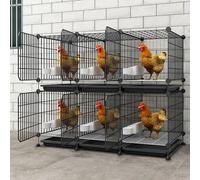 Chicken Coop for 6 Chickens, Metal Construction, Space Saving Design with Removable Tray for Backyard Garden, Easy Access Feeding Area