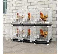 Chicken Coop for 6 Chickens, Metal Construction, Space Saving Design with Removable Tray for Backyard Garden, Easy Access Feeding Area