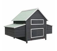 Chicken Coop Grey 157x97x110 cm Wood,Chicken Coop and Run,Hen House,Poultry Run Cage for Hens Ducks Rabbits Dogs Hutch Poultry Cage Animals & Pet Supplies