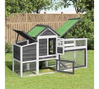 (grey) vidaXL Chicken Coop Wooden Animal Cage Chicken House Enclosure Solid Wood Pine