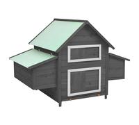 Chicken Coop Grey and White 150x96x110 cm Solid Firwood
