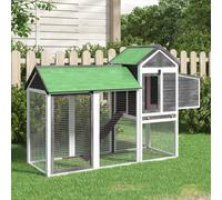 Chicken Coop Grey Solid Pine Wood 193x65x117cm Outdoor Run Nesting Box with Tray