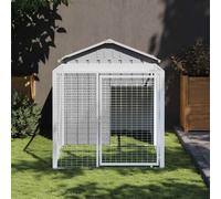 Chicken Coop Light Grey Galvanised Steel 117x201x123cm Outdoor Run Weatherproof