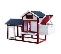 Chicken Coop Made of Fir Wood with Nesting Box, Open Enclosure and Pull-out Tray