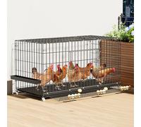 Chicken Coop Metal Poultry Cage for Ducks and Small Animals, Easy to Assemble, Features Trough and Egg Tray, Ideal for Outdoor Use and Easy Cleaning