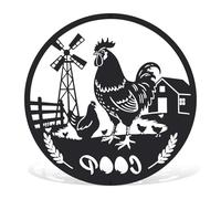 Chicken Coop Metal Sign, 30cm Diameter, Vintage Farmhouse Decor, Rustic Iron Wall Art for Kitchen, Garden, or Shed, Includes Mounting Hardware (Black)