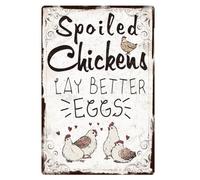 Chicken Coop Metal Tin Sign Spoiled Chickens Lay Better Eggs Retro Wall Art Poster for Home Kitchen Farmhouse Wall Decor 7.9 x 11.9 Inch