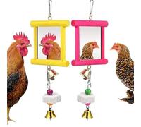 Chicken Coop Mirror Swing - Poultry Beak Grinding Enrichment | Safe Multi-Functional Hanging Mirror Toy | Boredom Relief Accessories For Outdoor Space Yard Garden Coop