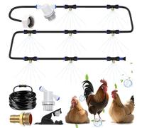 Chicken Coop Misting System - 26FT Cooling Mist Kit for Poultry with 12 Brass Nozzles, Filter, Hose Cutter & Fittings - Backyard Chicken Cooling System for Summer Heat