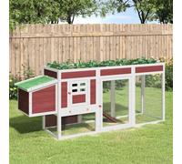 Chicken Coop Mocha 204x50x84cm Solid Pine Wood Outdoor Run Pull-Out Tray CozyRun