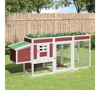 Chicken Coop Mocha 204x50x84cm Solid Pine Wood Outdoor Run Pull-Out Tray CozyRun